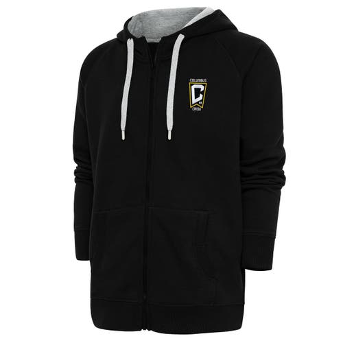 Antigua Black Columbus Crew Logo Victory Full-zip Hoodie