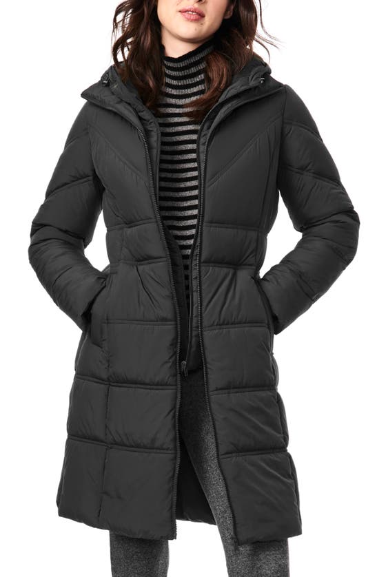 BERNARDO WALKER DOUBLE STITCH RECYCLED POLYESTER PUFFER COAT WITH REMOVABLE BIB