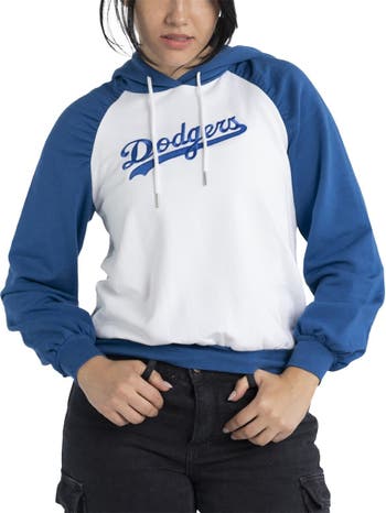 Women's Lusso White Los Angeles Dodgers Marlowe Tri-Blend Raglan Pullover Hoodie Size: Extra Large