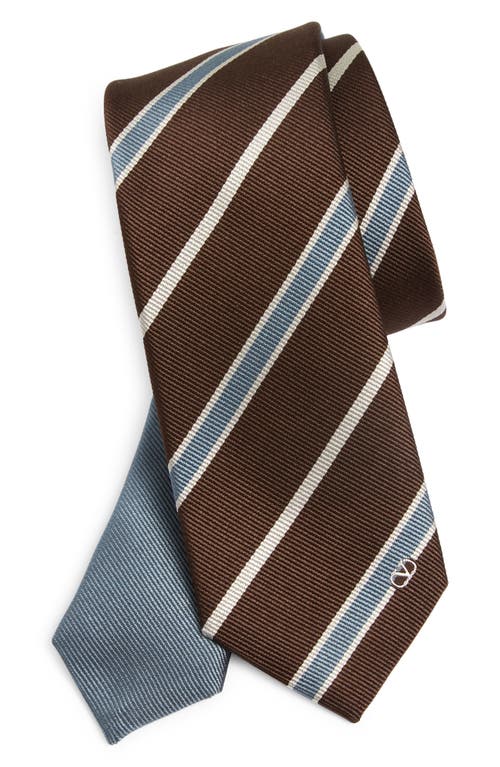 Shop Valentino Garavani Stripe Silk Tie In K9y-stone/avorio/ebano