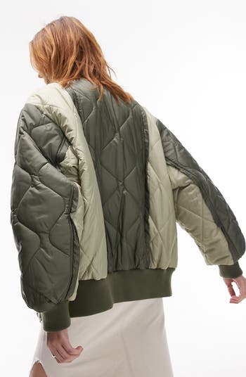 Topshop khaki shop bomber jacket