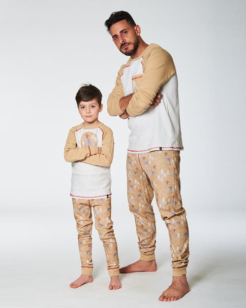 Deux Par Deux Adult Men Two Piece Family Christmas Pajama Set In Printed Christmas Deer