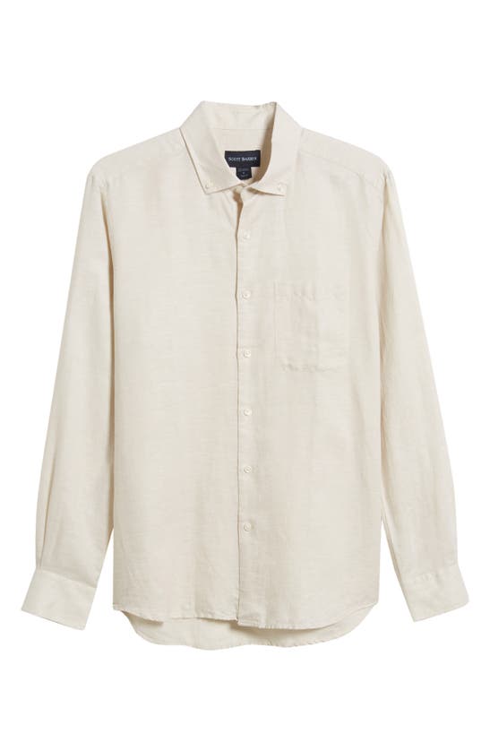 Shop Scott Barber Solid Linen & Lyocell Twill Button-down Shirt In Natural
