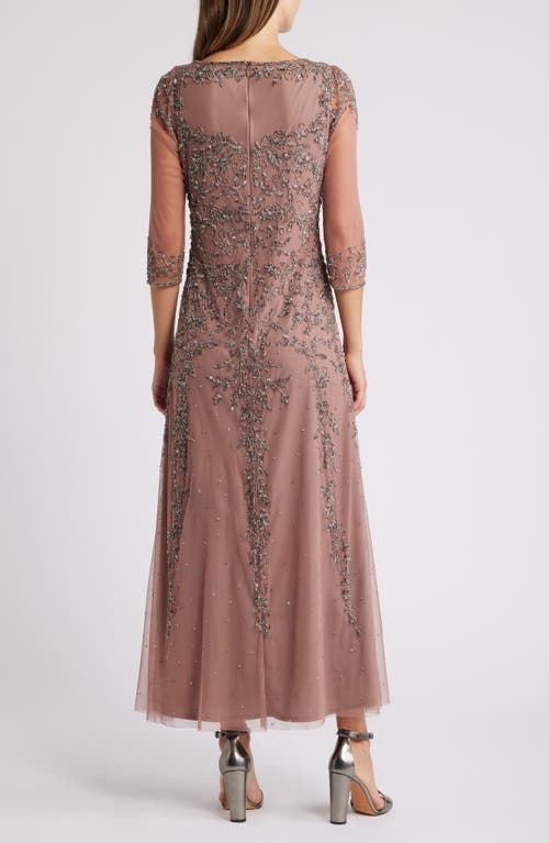 Shop Pisarro Nights Beaded V-neck A-line Gown In Mauve