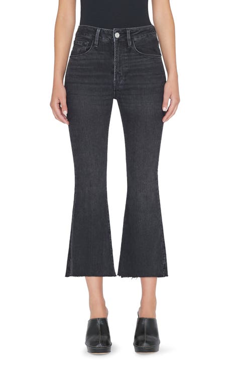 Frame Denim Frame Le High Straight Rockstar Crop Jeans in Black Denim  ref.494454 - Joli Closet