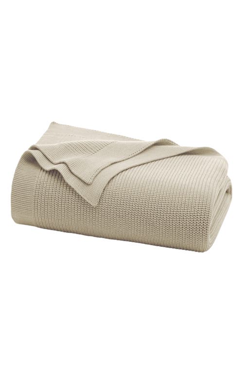Boll & Branch Organic Cotton Shaker Stitch Throw Blanket in Heathered Oatmeal at Nordstrom