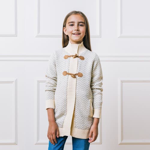 Shop Hope & Henry Girls' Organic Toggle Sweater With Zipper, Kids In Gray Herringbone