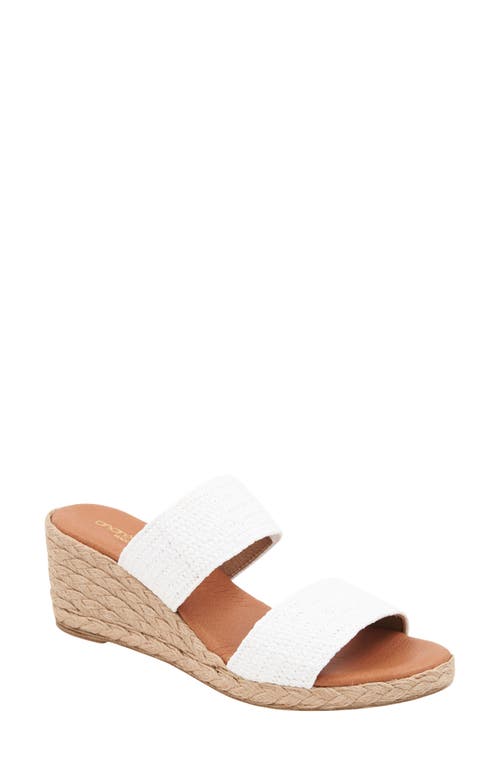 André Assous Nori Espadrille Wedge Sandal White Stretch at Nordstrom,