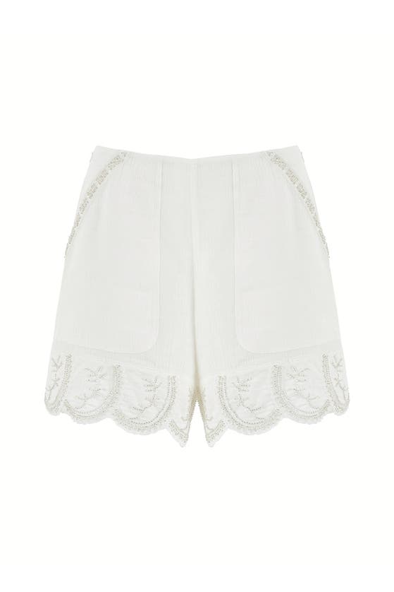 Shop Nocturne Stone Detailed Shorts In White