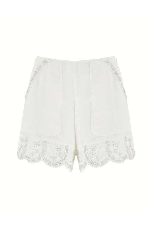 Stone Detailed Shorts in White