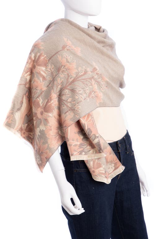 Saachi Floral Pattern Reversible Scarf In Pink/beige