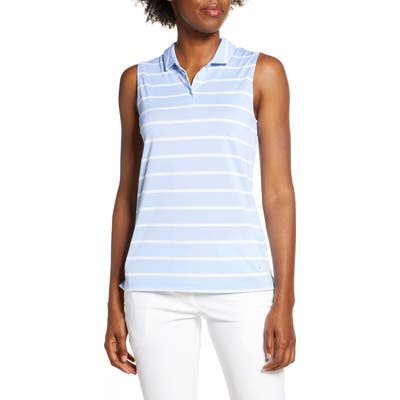 Nike Dri-Fit Stripe Sleeveless Polo, Blue