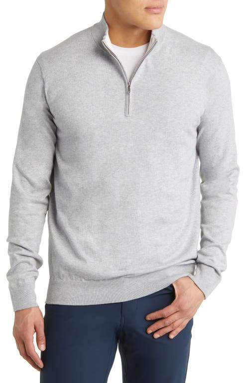 Peter Millar Crest Quarter-Zip Cotton Blend Sweater in British Grey