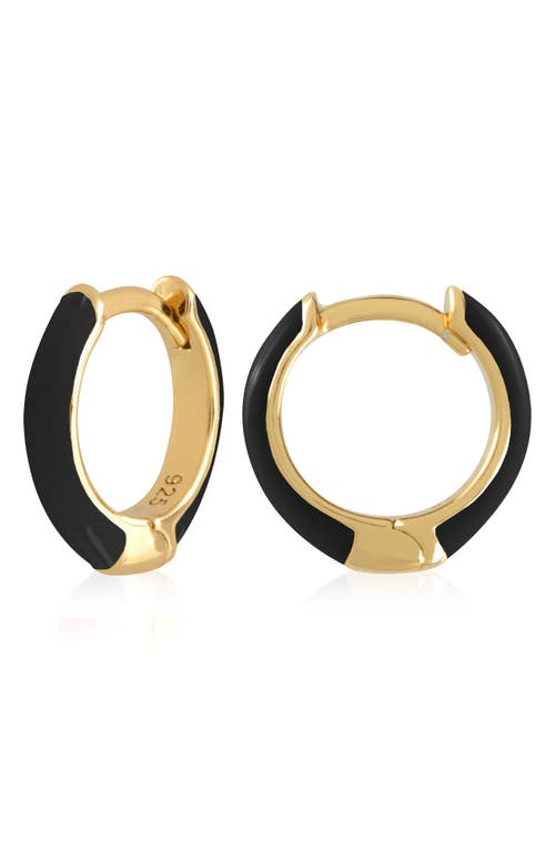 Es Jewelry Enamel Huggie Hoop Earrings In Black Enamel