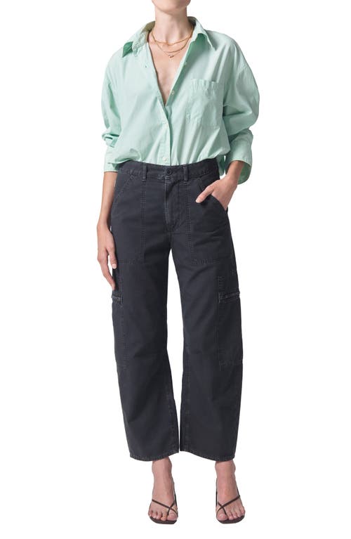 Shop Citizens Of Humanity Marcelle Low Rise Barrel Cargo Pants In Washed Black (washed Blk)