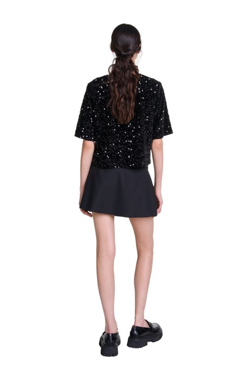 Maje Lequinou Velvet And Sequin Top In Black