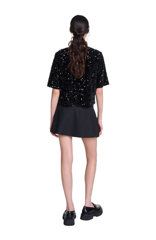 Shop Maje Sequinned Velvet Top In Black