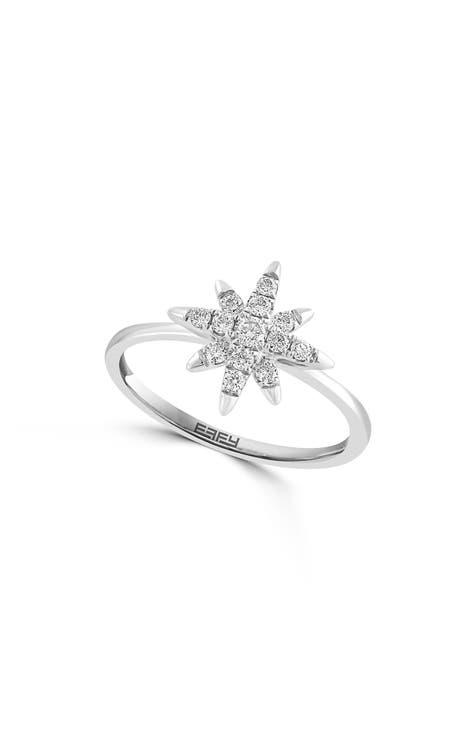 Sterling Silver Diamond Starburst Ring - 0.23 ctw - Size 7