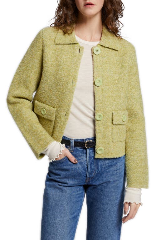 & Other Stories Collared Short Jacket in Green Tweed