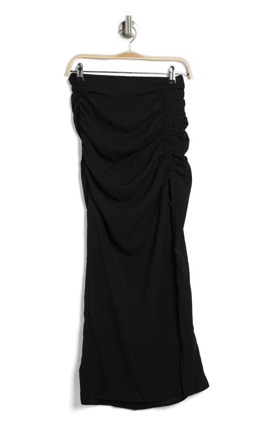 Lulus Chic Instincts Ruched Skirt In Black