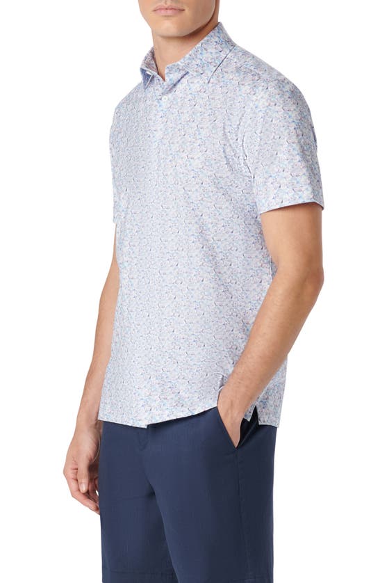 Shop Bugatchi Milo Ooohcotton® Floral Short Sleeve Button-up Shirt In Air Blue