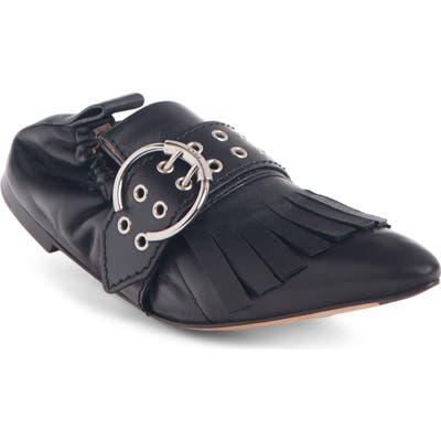 Chloe Roy Kiltie Fringe Flat, Black