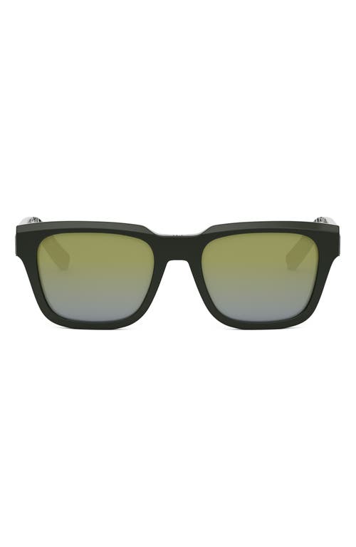 Dior B23 S1i 53mm Rectangular Sunglasses In Dark Green/green Mirror