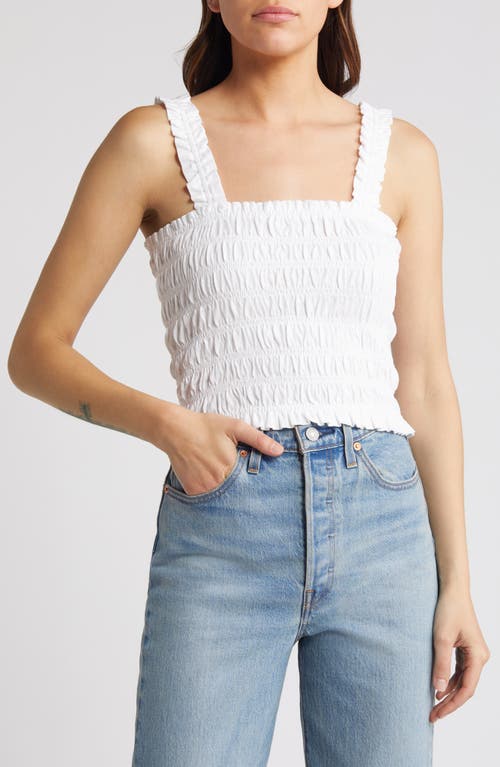 Shop Treasure & Bond Smocked Organic Cotton Tank In White