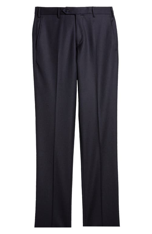 Shop Zanella Parker Flat Front Stretch Wool Flannel Trousers In Navy