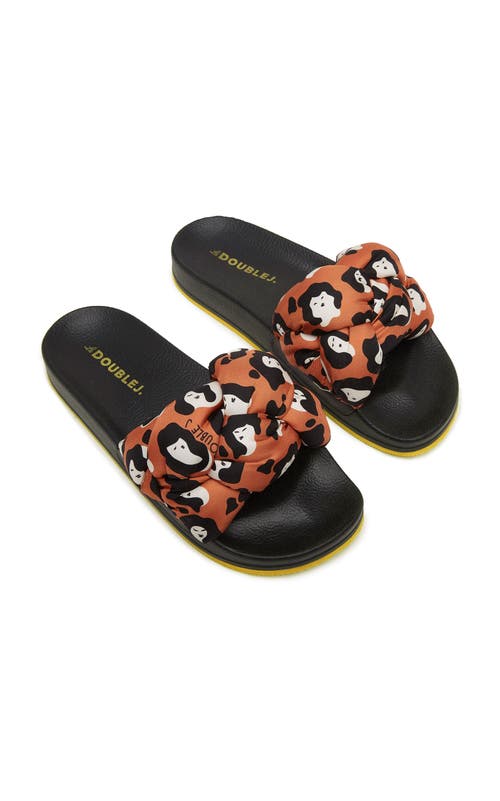 La Doublej La Double J. Woman Sandals Rust Size 10 Textile Fibers In Lady Leopard Orange