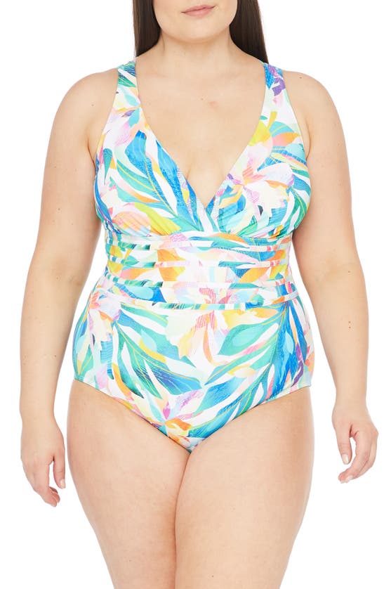 La Blanca Plus Size Wild Tropic Crossback One Piece Swimsuit In Multi Modesens