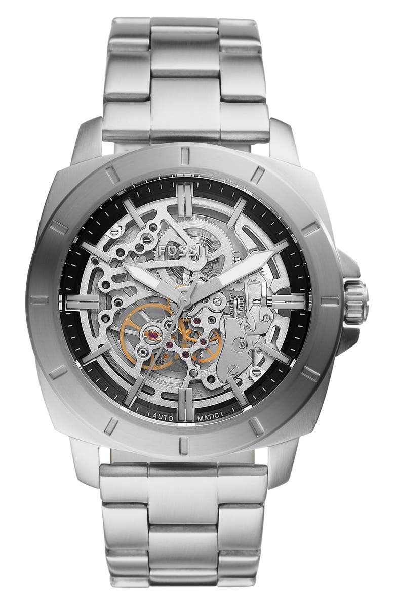 FOSSIL Men's Privateer Sport Mechanical Stainless Steel Watch, 45mm, Main, color, SILVER