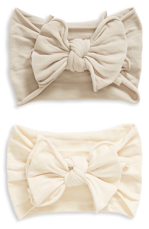 Baby Bling 2-Pack Bow Headbands in Oatmeal Mushroom at Nordstrom