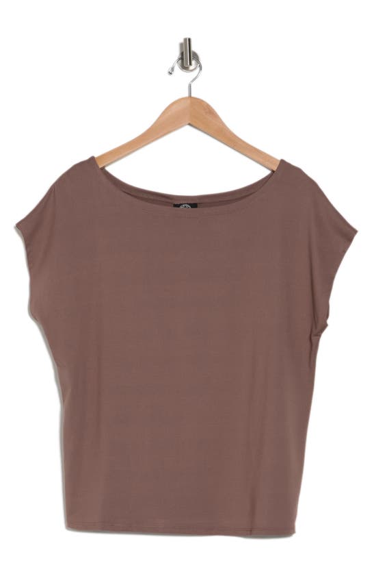 Bobeau One-shoulder Dolman Sleeve T-shirt In Deep Taupe