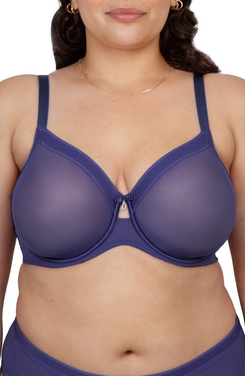 Shop Curvy Couture Full Figure Mesh Underwire Bra In Vintage Blue