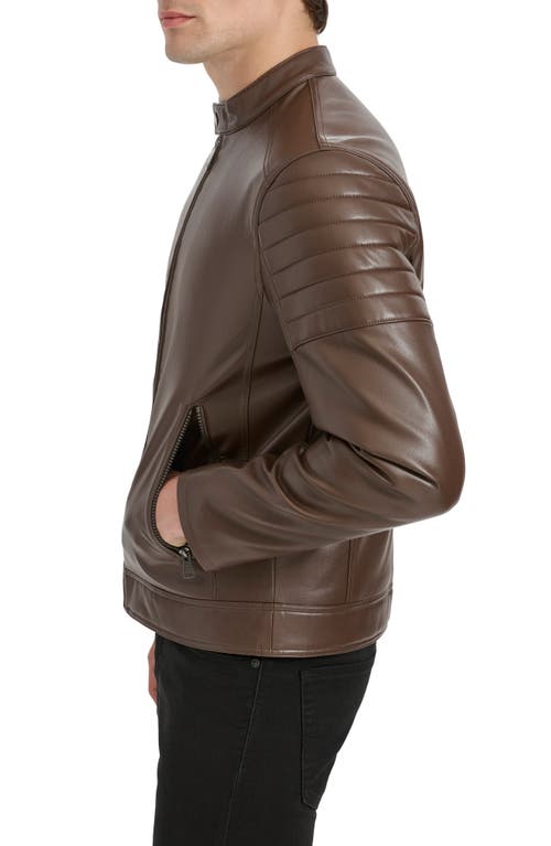 Kenneth Cole New York Faux Leather Moto Jacket In Brown