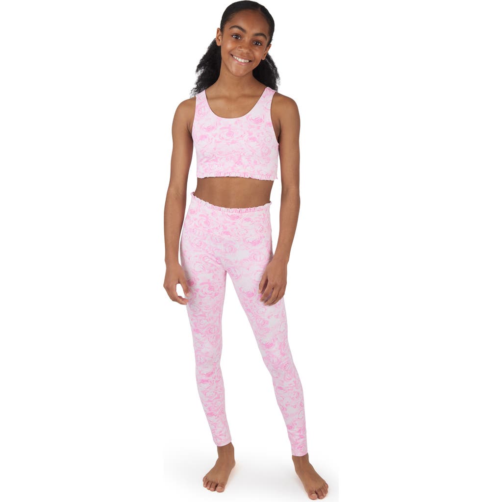 Yogalicious Kids' Ruffle Sports Bra & Leggings Set In Pink