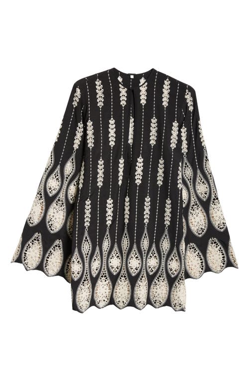 Shop Johanna Ortiz Vision Seeking Embroidered Long Sleeve Dress In Black/ecru