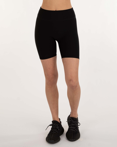 Rebody Active Hybrid Fleece Biker Shorts High Waist 6" In Warm Black