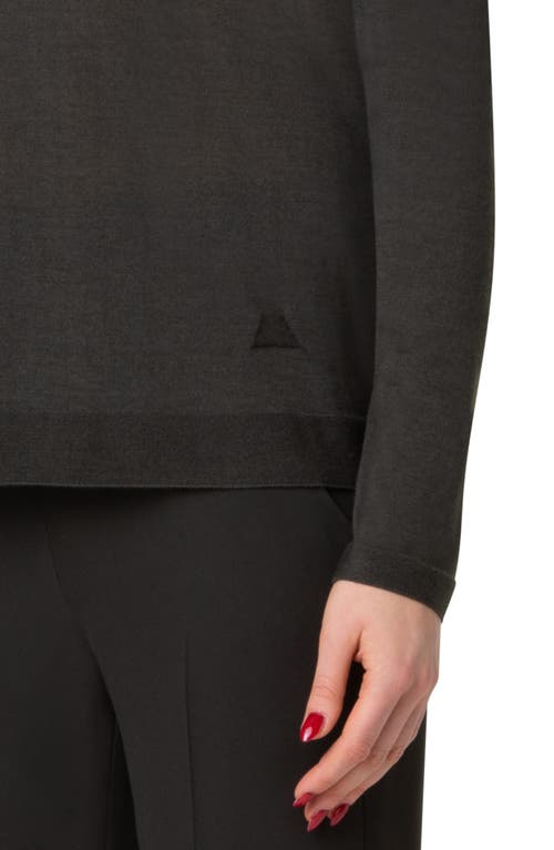 Akris Crewneck Cashmere-silk Seamless Fine Gauge Knit Sweater In Kale Green