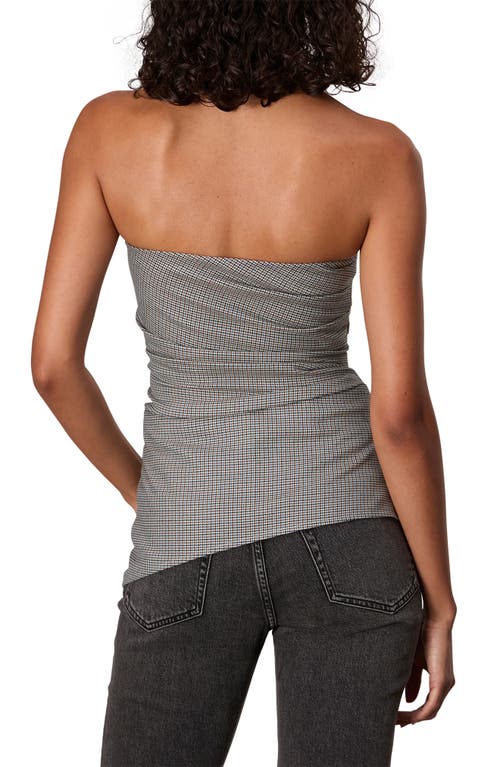 Shop Rag & Bone Genevieve Houndstooth Wool Blend Strapless Top In Bluplaid