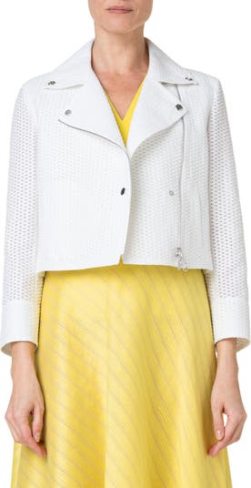 Akris punto Cotton Blend Mesh Moto Jacket