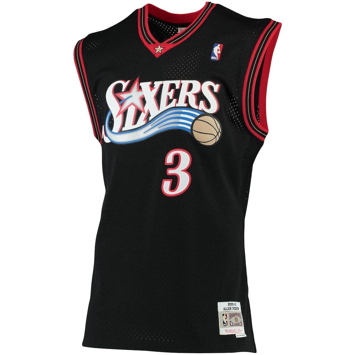 camisa allen iverson 76ers preta