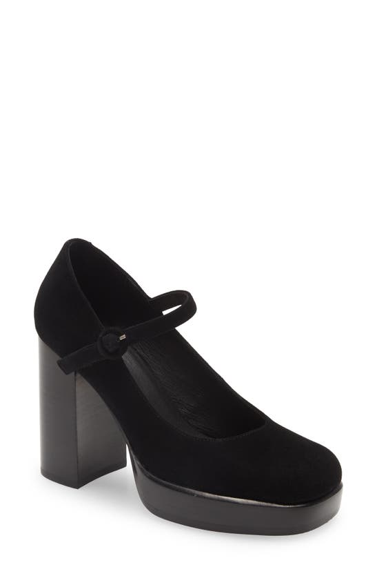 Jeffrey Campbell Mary Ann Platform Pump In Black Suede Black Stack ...