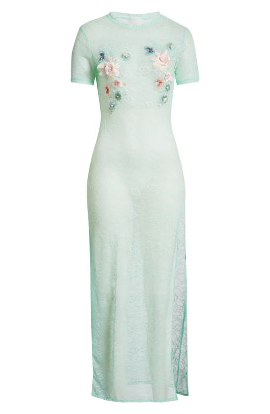 Shop Kilo Brava Floral Appliqué Lace Nightgown In Soft Mint