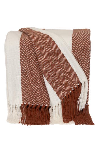 Parkland Collection Archee Fringe Throw Blanket In Rust