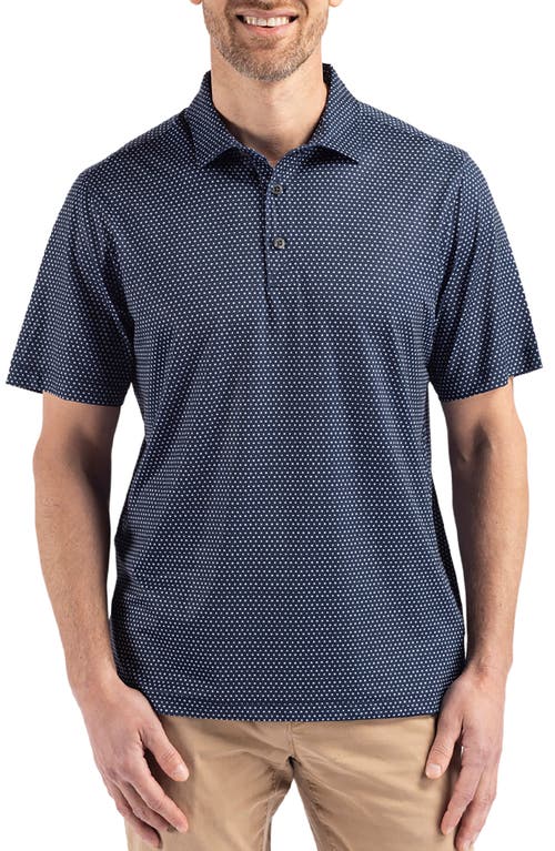 Cutter & Buck Pike Shadow Check Print Polo In Navy Blue
