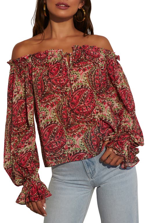 VICI Collection Brinley Print Off the Shoulder Top Pomegranate at Nordstrom,