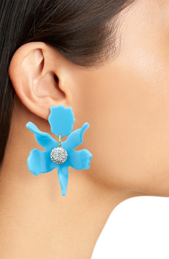 Shop Lele Sadoughi Small Crystal Lily Earrings In Turquoise