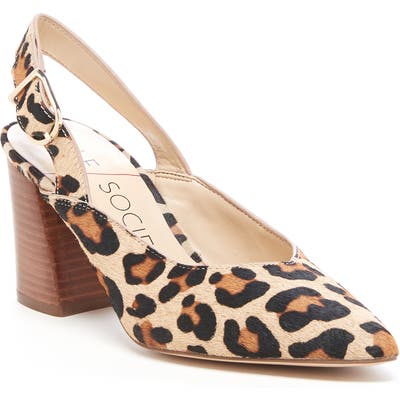 Sole Society Tamel Slingback Genuine Calf Hair Pump, Brown